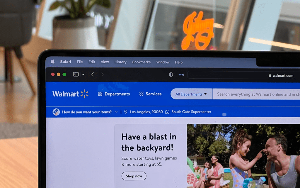 Photo of a laptop screen showing the Walmart website. Oberon Copeland/Unsplash